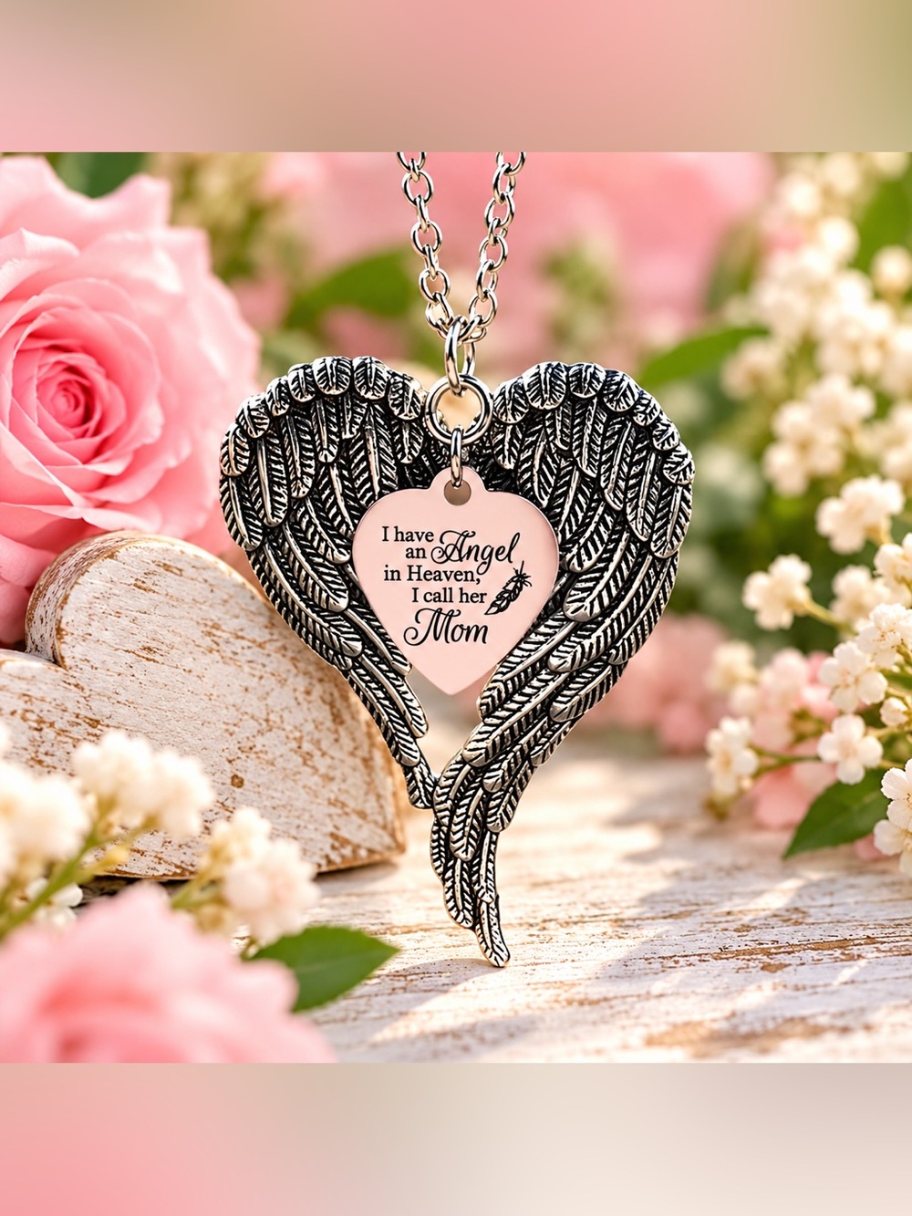 ๐ Memorial Angel Wings Heart Hanging Keepsake ๐ชฝ